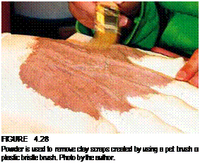 Подпись: FIGURE 4.28 Powder is used to remove clay scraps created by using a pet brush or plastic bristle brush. Photo by the author. 