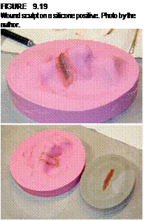 Подпись: FIGURE 9.19 Wound sculpt on a silicone positive. Photo by the author. 